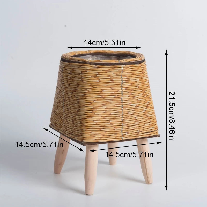 Nordic Rattan Planter with Legs – Faux Woven Flower Pot | Lightweight, Durable & Stylish | Field & Forage Home Garden Decor