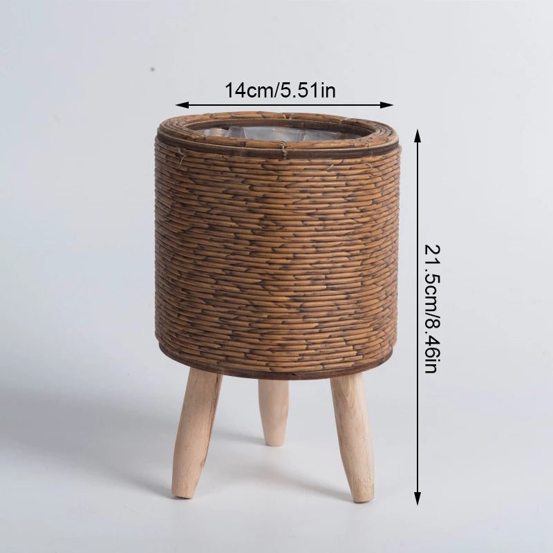 Nordic Rattan Planter with Legs – Faux Woven Flower Pot | Lightweight, Durable & Stylish | Field & Forage Home Garden Decor