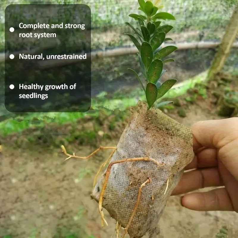Biodegradable Seedling Grow Bags | 100-Pack Non-Woven Fabric Pots | 8x10 cm | Eco-Friendly for Seed Starting & Transplanting