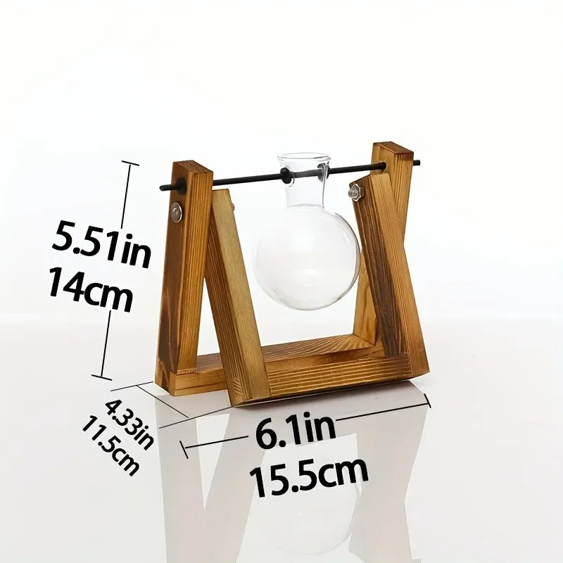 Plant Propagation Station | Wooden Stand with Glass Bulb Vases | Vintage Indoor Hydroponic Planter | 1, 2, or 3 Bulb Holder