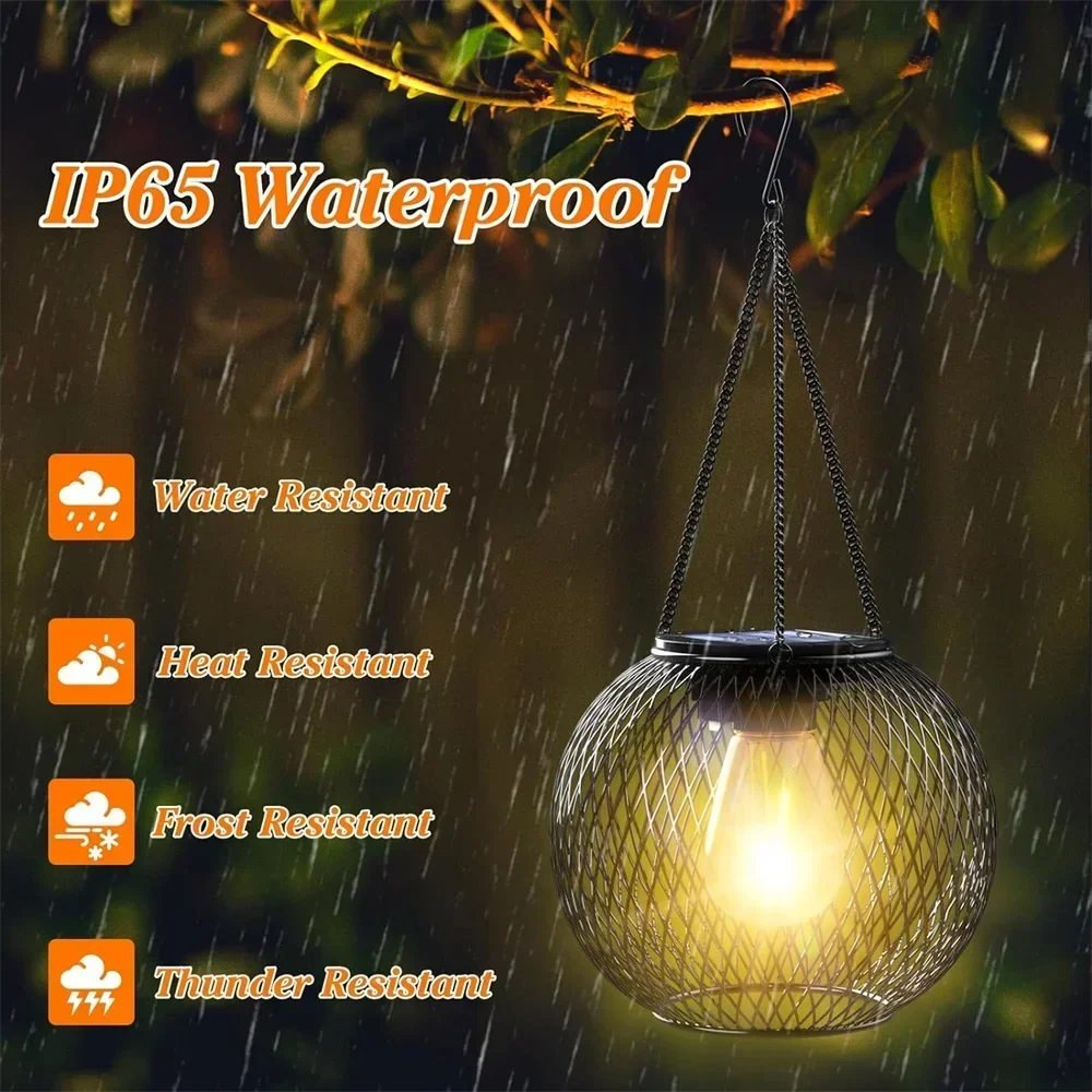 Solar Hanging Lantern | Metal Waterproof Outdoor Light | 800mAh Battery | IP65 Rated | 12–14 Hour Runtime