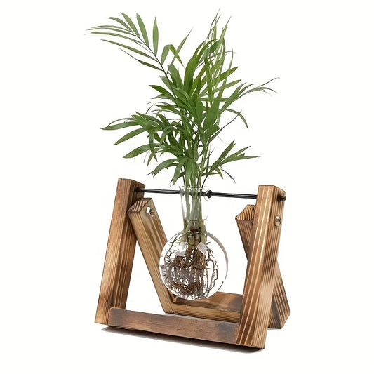 Plant Propagation Station | Wooden Stand with Glass Bulb Vases | Vintage Indoor Hydroponic Planter | 1, 2, or 3 Bulb Holder