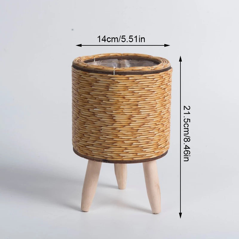 Nordic Rattan Planter with Legs – Faux Woven Flower Pot | Lightweight, Durable & Stylish | Field & Forage Home Garden Decor