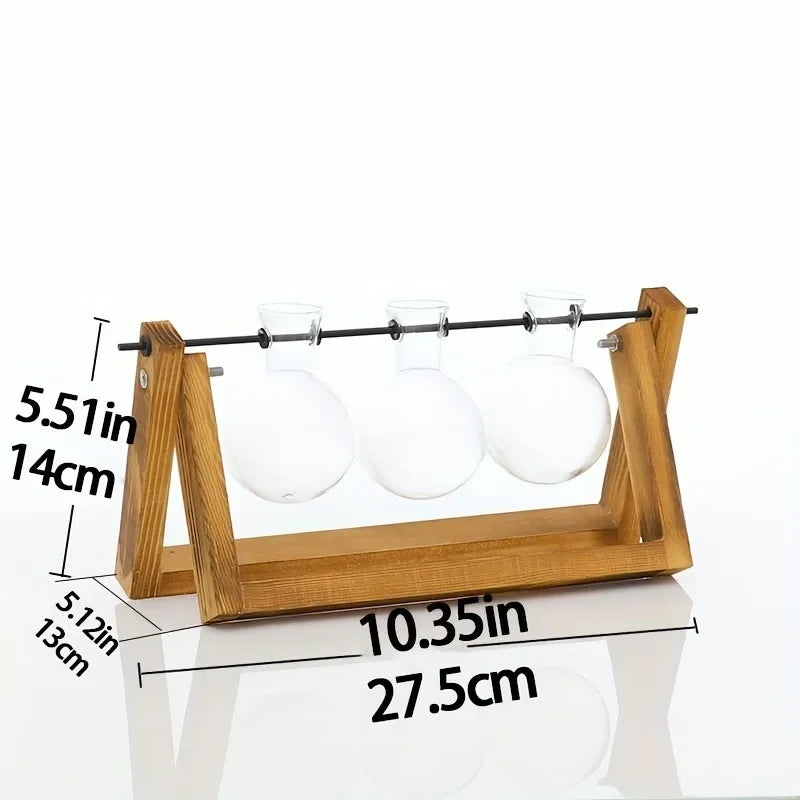 Plant Propagation Station | Wooden Stand with Glass Bulb Vases | Vintage Indoor Hydroponic Planter | 1, 2, or 3 Bulb Holder
