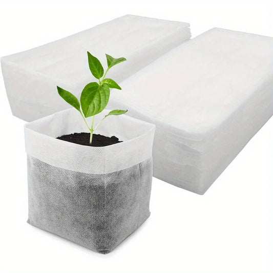 Biodegradable Seedling Grow Bags | 100-Pack Non-Woven Fabric Pots | 8x10 cm | Eco-Friendly for Seed Starting & Transplanting