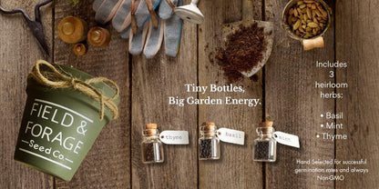 Handcrafted Herb Marker & Seed Gift Set | Rustic Garden Signs with Basil, Mint and Thyme Seeds