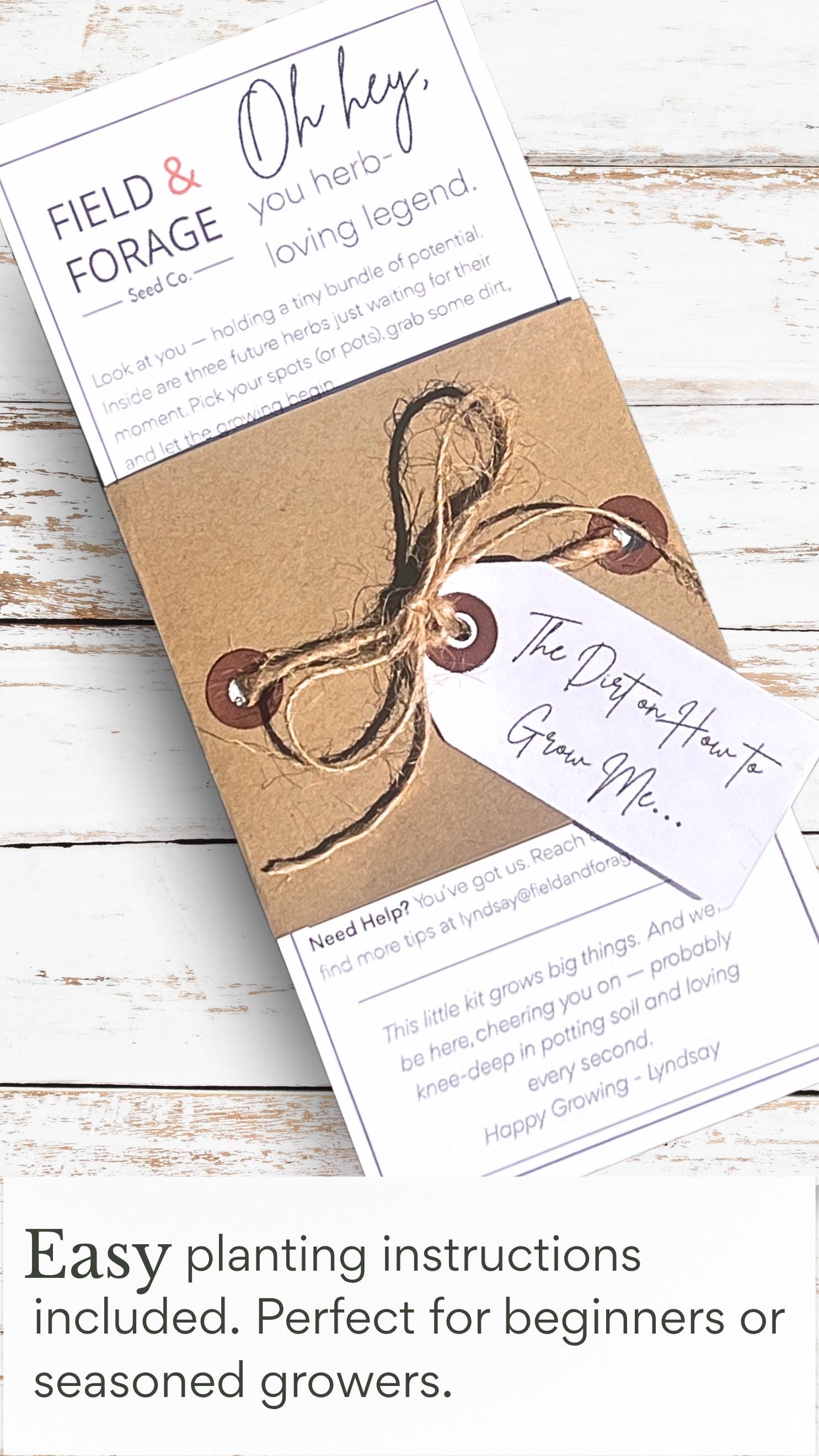 Handcrafted Herb Marker & Seed Gift Set | Rustic Garden Signs with Basil, Mint and Thyme Seeds